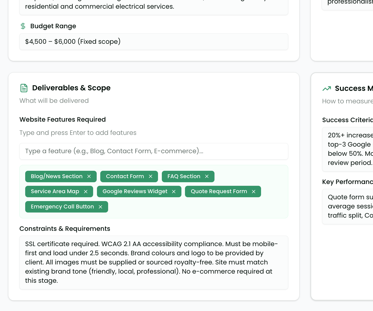 Troov Studio Overview - Deliverables & Scope with website features and requirements
