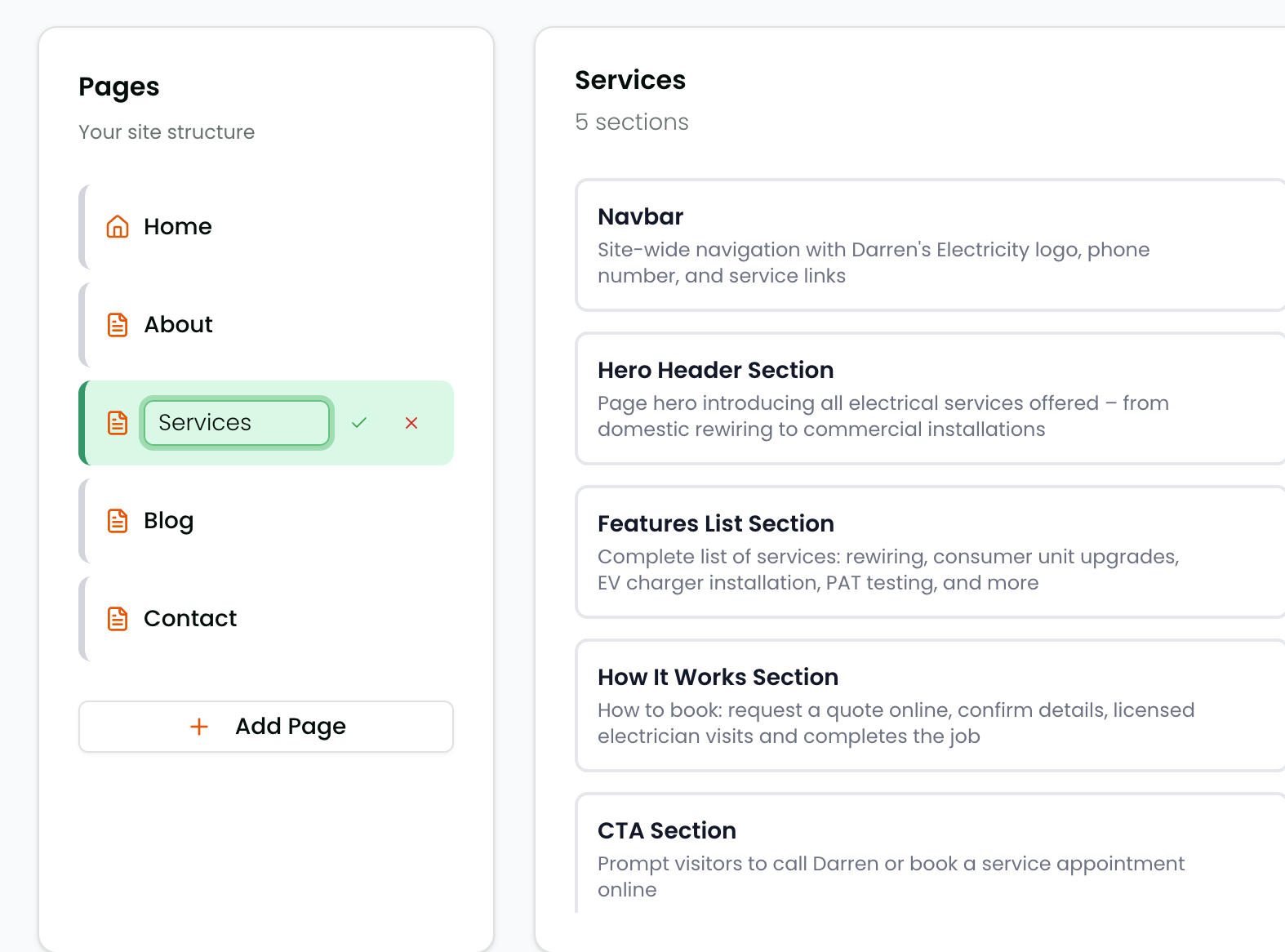 Troov Studio Sitemap - Pages structure and section blocks