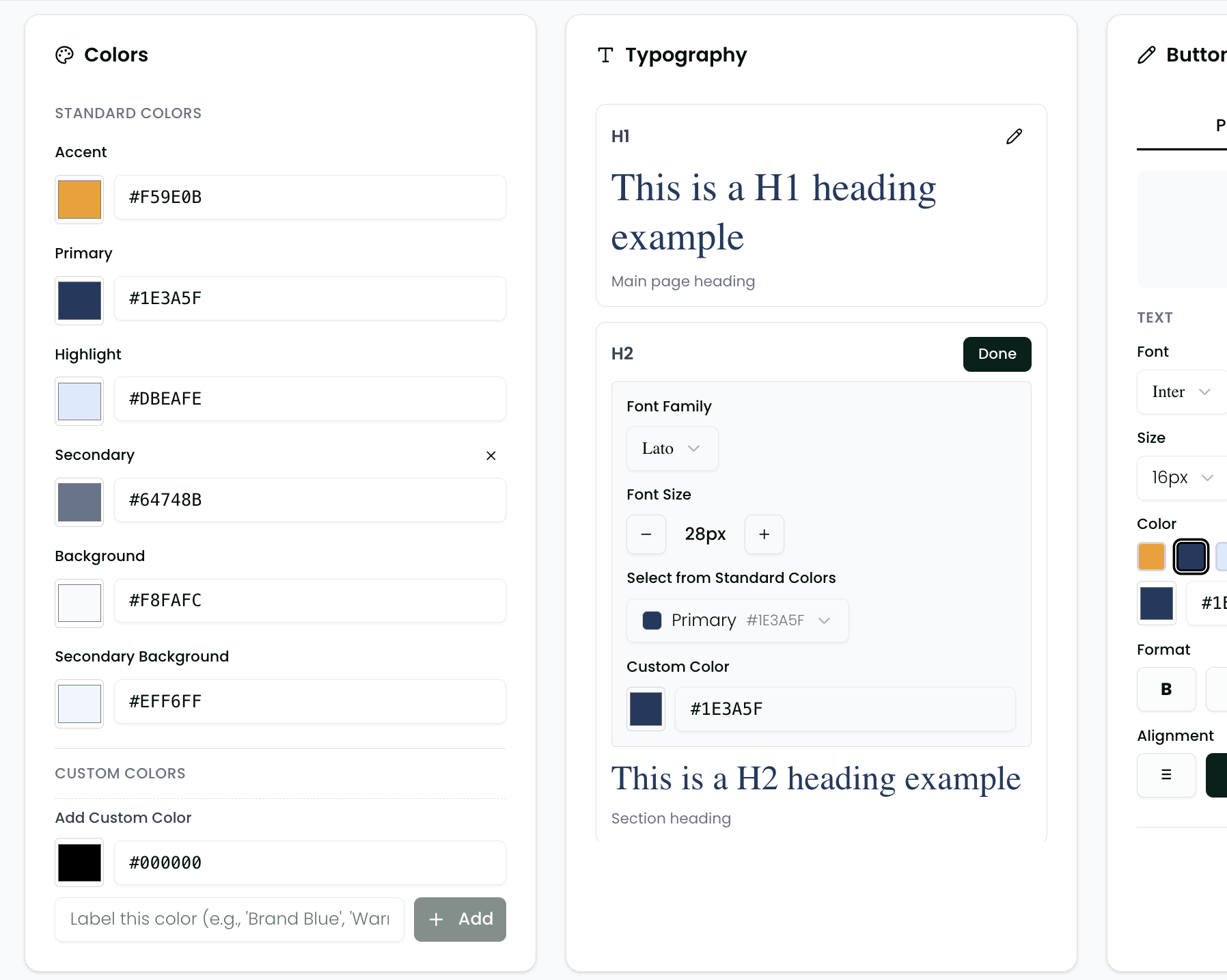 Troov Studio Style Guide - Colors, typography, and button customization